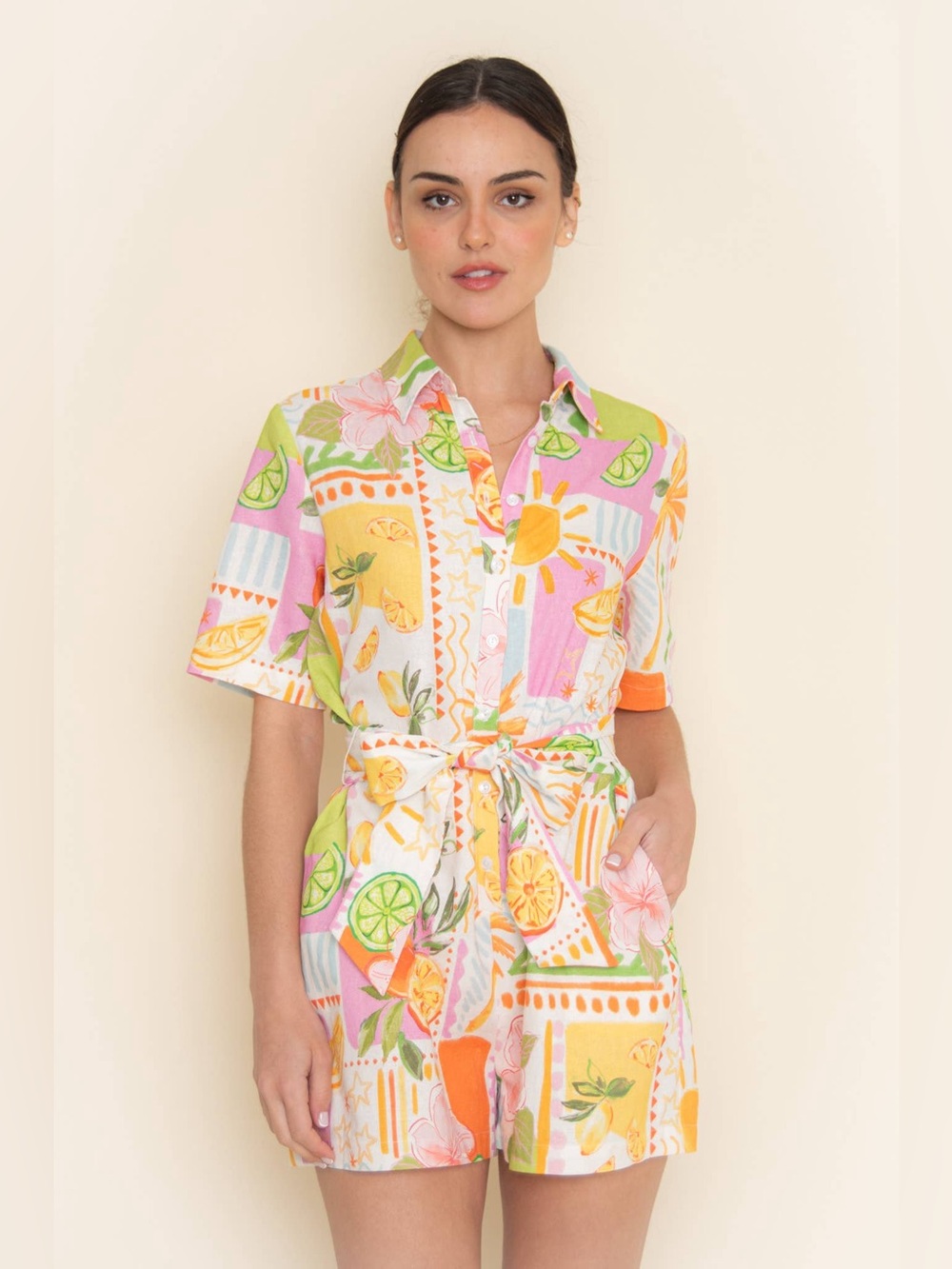 NWT AVARA Tropical Citrus Print Romper